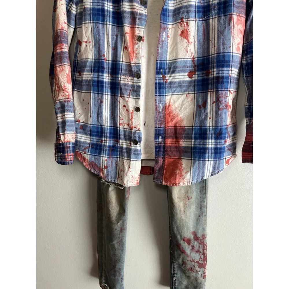 Zombie Halloween Costume Teens Jeans Tshirt And Flannel Homemade Size Small